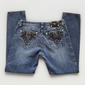 Miss Me Jeans Signature Skinny Women 31x31 Mid-Rise (fits 32x30) Y2K Embellished